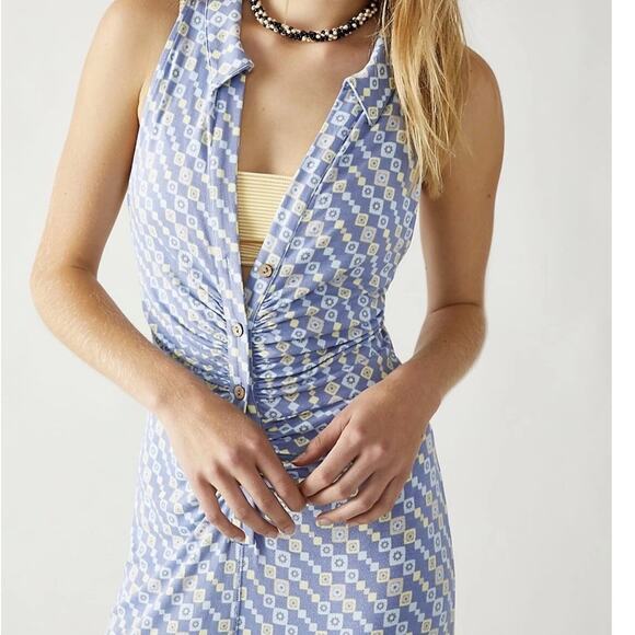 Free People Shayla Collared Retro V-Neck Racer Back Wide Leg Halter Jumpsuit - Picture 4 of 10